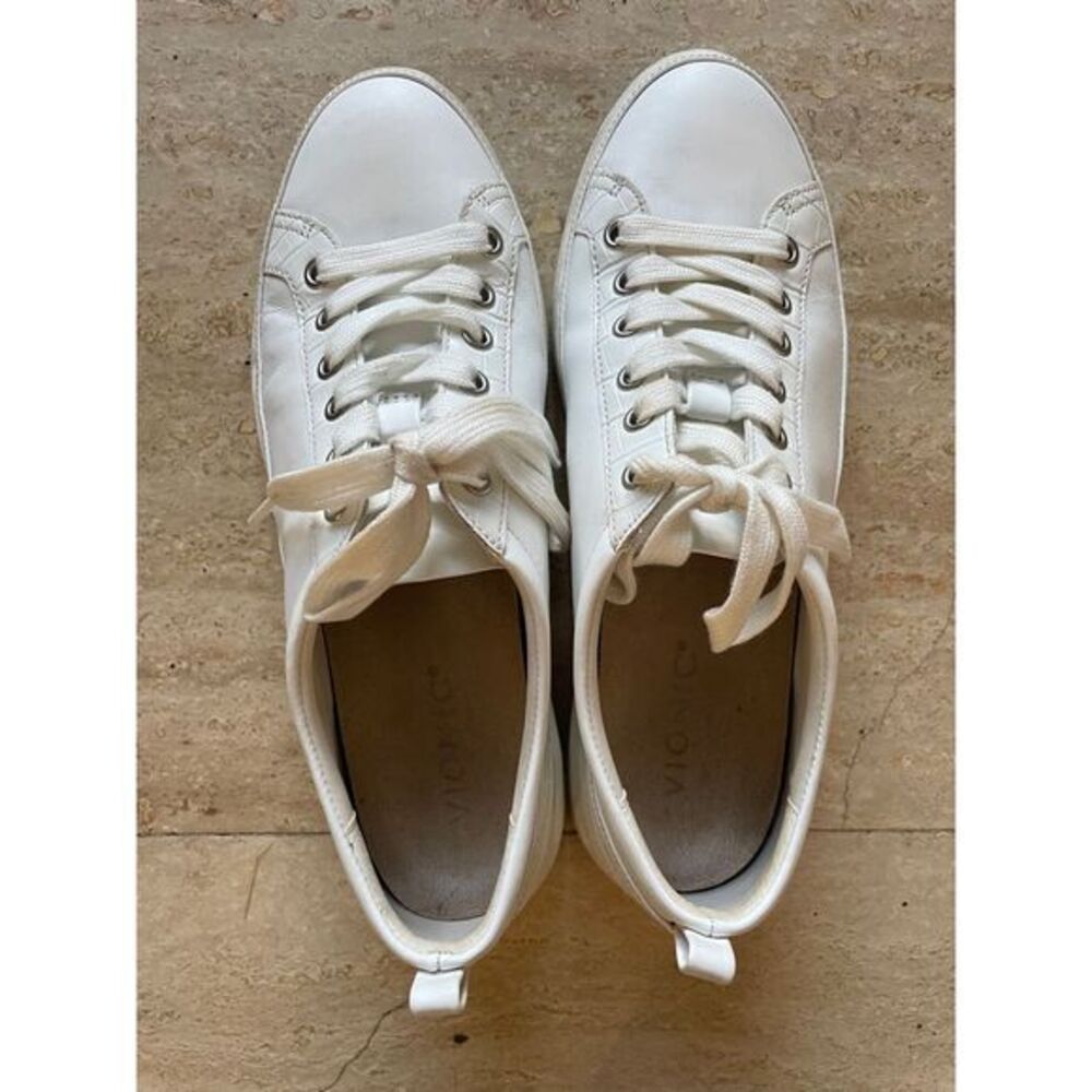 Vionic White Leather Low-Top sunny Sneakers Lace-Up Tennis Shoes 8.5 women